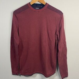 Buffalo David Bitton Men's Crewneck Sweater Burgundy Size Medium Elbow‎ Patches